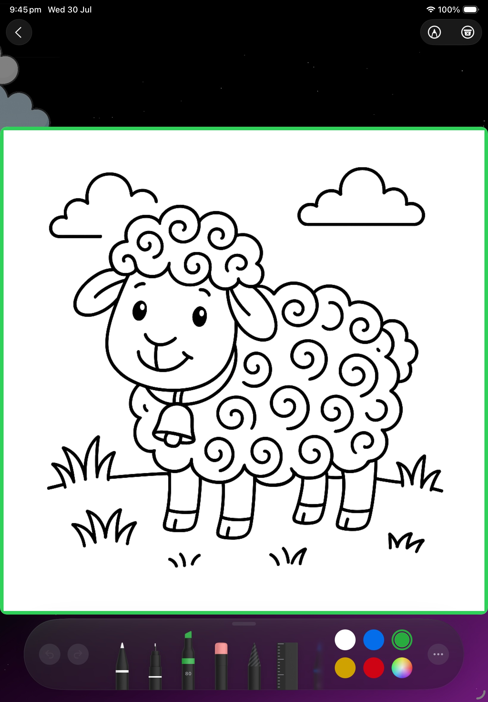 Colouring screen in SmartyColours